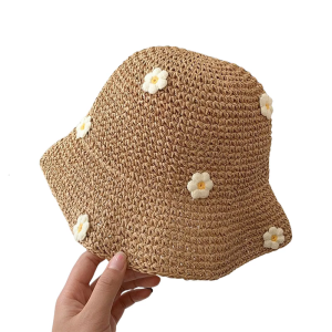 Stylish Foldable Wide Brimmed Straw Hat For Women Summer Beach Vacation Sun Protection Floral Decor Breathable Design