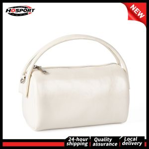 【Free Shipping】 Chic PU Leather Cylindrical Clutch Bag for Women Small Wristlet with Zipper in Classic Colors