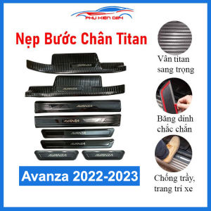 Ốp bậc cửa lên xuống ô tô Avanza 2022-2023 mẫu titan nẹp bước chân dán trong ngoài chống trầy xước trang trí xe hơi