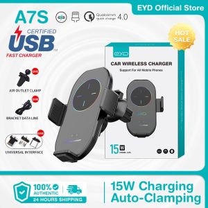 EYD A7S Car Wireless Charger Mobil Holder 15W Fast Magnetic Charger Mobil Wireless Bottom Charging Tanpa Goyang Rotasi 360° Mobil