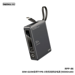 【SG Ready】REMAX RPP-87 20000mAh Power Bank | 65W PD Laptop Charger + 22.5W Super Fast Charging | Built-in Cable | 3C Certified Safe