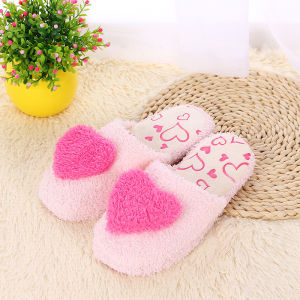 Korean style big love cute peach heart home Floor warmth Cotton slippers for womens non-slip
