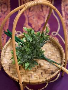 ผักปลอม โมเดลต้นหอมผักชีปลอม (ราคาต่อ1กำ) วัสดุผลิตจากพลาสติค ล้างน้ำได้