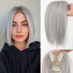 MILAN Middle Part Hair Toppers Wigs with Bangs Hair Extension Clip In Synthetic Hair Bangs Top Hair Bangs Natural Fringe Hair Pieces for Women