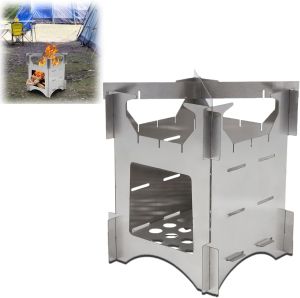 Portable Stainless Steel Folding Wood Burning StoveCooker for Outdoor Camping Travel Hiking Picnic wood camping stove Backpacking Stoves hobo ofen Backpacking Stoves