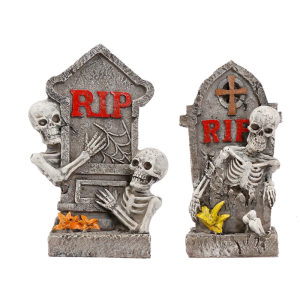 Resin Skeleton Gravestone Statues Sculptures Miniature Tombstones Figurines Halloween Decorations Garden Decors Gift