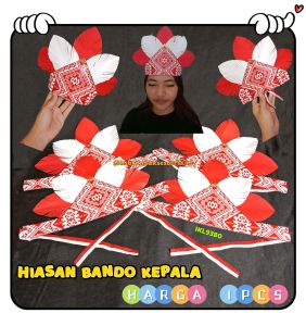 BANDO BATIK MERAH PUTIH / BANDO KERTAS KARNAVAL / HIASAN KEPALA MERAH PUTIH / MAHKOTA MERAH PUTIH / TOPI PAWAI HUT RI 17 AGUSTUS / IKAT KEPALA FASHION TARI / IKL9380