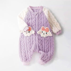 Đồ ngủ trẻ sơ sinh mùa đông Túi ngủ trẻ em lông mềm Bodysuit bé bò dài tay dày đẹp. Thoáng khí An toàn sức khỏe.
