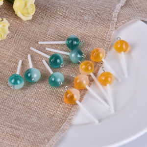 Minwen 10Pcs Set Resin Transparent Lollipop Charms Pendant Jewelry DIY Making Craft