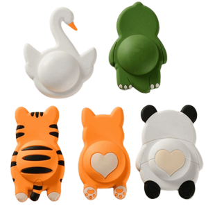LIVELYN Silicone Door Stopper Cartoon Animal Self-adhesive Doorknob Bumper Cute Anti-Shock Door Handle Bumper Pad for Home