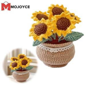 Hand-Knitted Flower Potted Crochet Kit with Video Guide Creative Craft Supplies for DIY Plant Decor