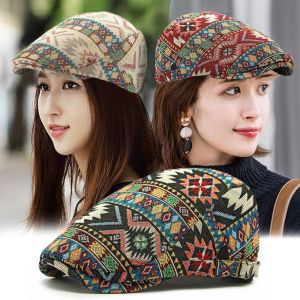 POYAN Có thể điều chỉnh Mũ nồi phong cách dân tộc Họa Sĩ Bohemian Mũ Lưỡi Trai phẳng Newsboy Thường ngày Cổ điển Mũ Newsboy hoài cổ Nam Nữ