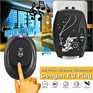 TaffHOME Bel Pintu Rumah Tanpa Kabel Jarak Jauh Wireless 36 Nada Tunes Door Bell Waterproof EU Plug
