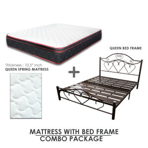 LaMoison COMBO SET Queen Size Bed Frame With Queen Spring Mattress Katil Queen Tilam Queen 10.5 INCH - CM-BF82