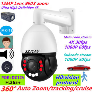 12MP 4k PTZ PoE Zoom IP Camera HIKVISION giao thức ngoài trời màu tự động theo dõi video an ninh dạng bán cầu tốc độ cao camera PTZ
