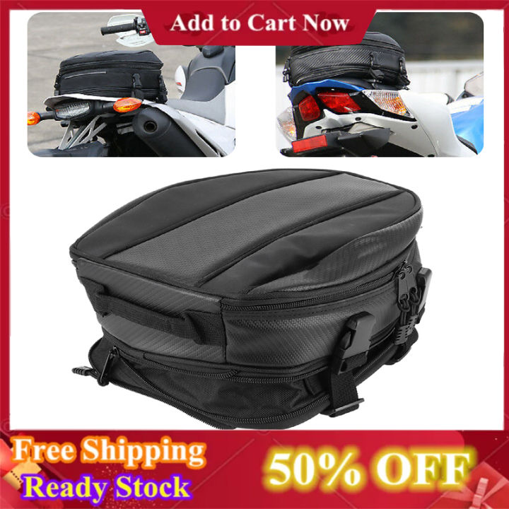 【High Quality】Motorcycle Rear Seat Bag Waterproof Back Saddle Helmet ...