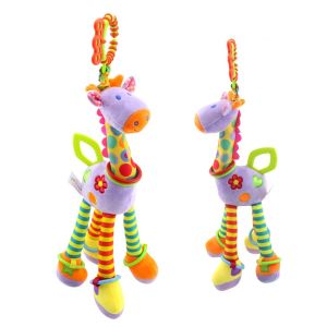 Baby Soft Giraffe Animal Handbells Teether Rattles Handle Infant Plush Animal WIth Stroller Hanging Teether Toys Bed Bell Toy