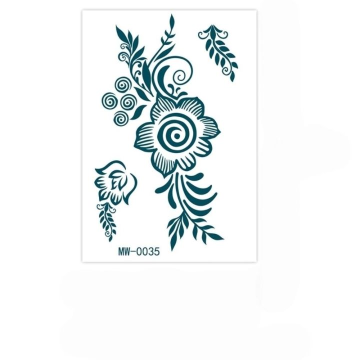 OMQAIO Legs Arm Waterless Henna Tattoo Stickers Lace Fake Tattoo Mehndi ...