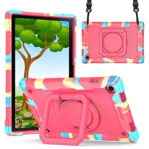 360 Rotatable Shockproof Heavy Duty Kids Safe Case for Samsung Galaxy Tab S10 Lite S9 FE Plus with Shoulder Strap Kickstand Cover