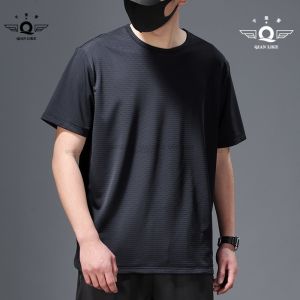 5XL 7XL 8XL Plus Size Ice-Feeling T-shirt Mens Short Sleeve Thin Ice Silk Quick Drying Breathable Comfortable Loose Fit