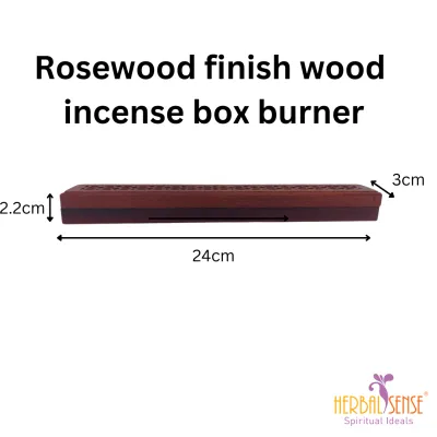 SI Rosewood finish wood incense box burner (fireproof) suitable for incense sticks and ropes