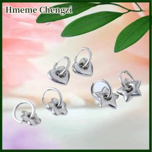 Hmeme Punk Dangle Earrings Unique Detachable Stainless Steel Chunky Star Heart Hoop Earrings For Women Men Statement Jewelry
