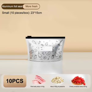 HLINKEY 30PCS Aluminum Foil Ziplock Storage Bags - Reusable Freezer Safe Food Bags Airtight Large Capacity Storage Pouches for Veggies Fruit Meat Fridge Organization (10PCS Box)