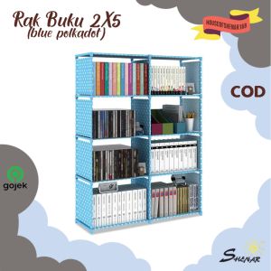 PROMO ! RAK PORTABLE 2 SISI/ SERBAGUNA/ RAK BERMOTIF/ RAK LUCU/ RAK BONGKAR PASANG RAK BUKU 2X5  SHENAR