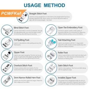 【PCWFKef】 11 cái máy may Presser feet kit cán HEM chân vô hình Dây Kéo Chân cho chân thấp máy may
