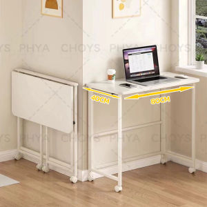 【จัดส่งจากประเทศไทย】โต๊ะทำงานพับเก็บได้ โต๊ะพับ โต๊ะทำงานไม้ โต๊ะคอมพิวเตอร์ พร้อมล้อเลื่อนเคลื่อนย้ายสะดวก ที่เก็บของแบบพับได้ไม่กินพื้นที่ มีให้เลือกหลายขนาด
