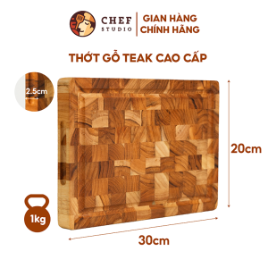 Thớt gỗ Teak Chef Studio cao cấp hình chữ nhật hình tròn đa dụng an toàn cho sức khỏe đa dạng kích thước