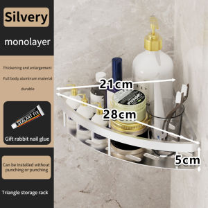 🚚【SG spot】Non perforated bathroom storage rack bathroom supplies storage rack wall mounted tripod