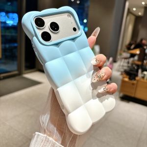 Luxury Gradient Silicone Soft Cloud Shape Phone Case For iPhone 13 14 15 16 17 18 Pro Max Shockproof Candy Color Bumper Cover