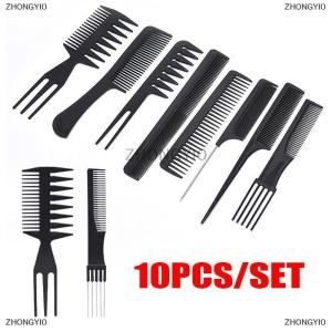 [COD] ZHONGYI0 Zong 10Pcs Styling Rambut Hitam Sikat Set Profesional Salon Anti-Statik Tukang Gunting Sikat