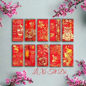 Set 50/100 cái Bao Lì Xì Tết Đỏ Tết 2026 Cỡ Lớn - Lì Xì Trao Tài Lộc Đón May Mắn