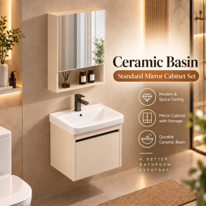 👉Free Installation👈 [SG STOCK] Bathroom Vanity Cabinet Set with Ceramic Basin & Mirror Cabinet Set - 40/50/60/80cm