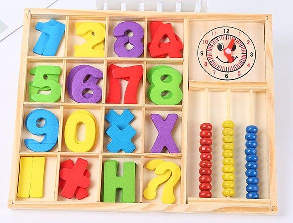 Early Learning Computation Study Box Numeric Abacus Puzzle Wooden