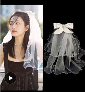 Bow Mesh Wedding Veil Hair Clip / Hair Comb