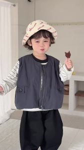 Childrens clothing Korean style spring outfits for babies 2026 Childrens clothing set for boys with stripes T Shirt and pants