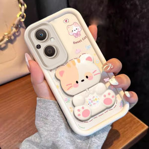 เคสสำหรับ OPPO Reno 7Z 5G RENO 7 Z 5G Reno 8z 5g เคสศัพท์แบบนุ่มซิลิโคนกันกระแทก ดีไซน์ใหม่สวยงาม ลายการ์ตูนแมวพร้อมที่วางกระจก JTMMZJ01