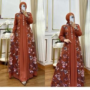 Gamis Lebaran Viral Kekinian Kanaya Dres Ceruty Babydoll Mix Tile Garden M L XL XXL 3XL Dress Kondangan Wanita Jumbo Mewah Elegan Ootd Remaja Muslim Terbaru Baju Muslim Seragaman Keluarga