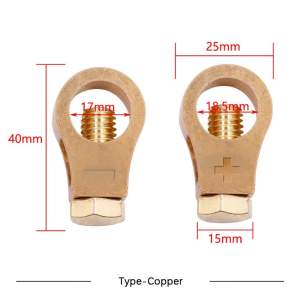 A pair copper battery wiring clips quick wiring clips positive and negative pole connector clips