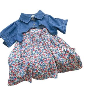 (LOLI-JKT) BS-253 SET 2in1 ANAK GAUN JAKET DENIM SIZE 100-140 BAHAN KATUN