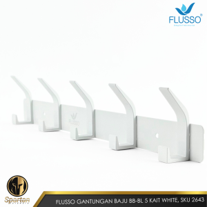 Flusso Gantungan Baju Kapstok Cantolan Serbaguna Stainless Steel 5 Kait Minimalis Hitam Putih 2640