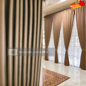 Gorden jendela besar minimalis ukuran 24 ring tinggi 3 meter gorden hotel mewah murah model semokring