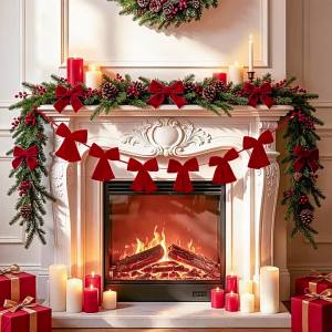 2026 New Christmas decorations for shop window displays creating a festive atmosphere: Christmas trees tinsel and colorful ribbons
