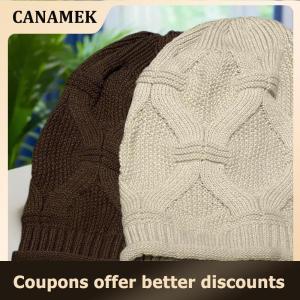 【 CANAMEK 】 Autumn Winter Rolled Edge Knitted Cap Fashion Womens Outside Sports Cold Protection Warm Beanie Hat