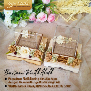 RING BOX / KOTAK CINCIN Pernikahan Kayu Akrilik Gaya Rustic FREE NAMA DAN TANGGAL