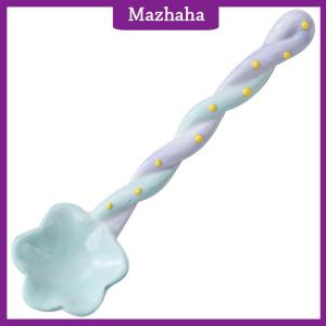 Mazhaha 1Pc Long Handle Spoon Cute Ice Cream Hand Painted Dessert Spoon with Long Handle Kitchen Tableware Accessories