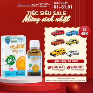 Vita DHA Baby Drops DHA cho bé kết hợp Vitamin D3 và Vitamin E giúp bé phát triển trí não sáng mắt chắc xương